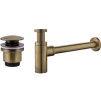 Antikes Bronze-Ablauf- und Siphon-Set, rund, Modell Damast KITSCA3 Bronze