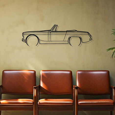 DÉCORATION MURALE EN MÉTAL - Silhouette de voiture - MG MIDGET détaillée 1966 - 100 CM
