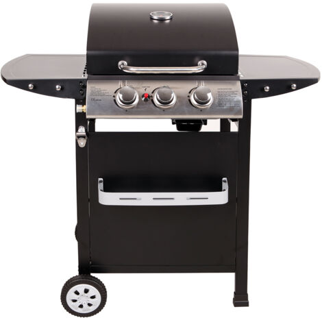 Barbecue Gaz LOFOTEN 2 - 3 Brûleurs, 8,4 KW, Capot Avec Thermomètre - 106,5x57,5x104,5 Cm, Noir, 2 Roues - 5