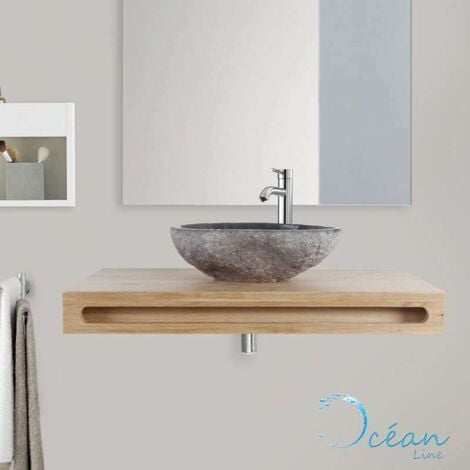 GALÉO - Vasque en Pierre à Poser 40cm - Design Épuré et Élégant - Installation Facile - Matériau Durable et Naturel - Idéal pour Salle de Bain