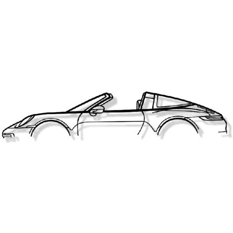 DÉCORATION MURALE EN MÉTAL - Silhouette de voiture - 911 Targa mod 992 - 100 CM