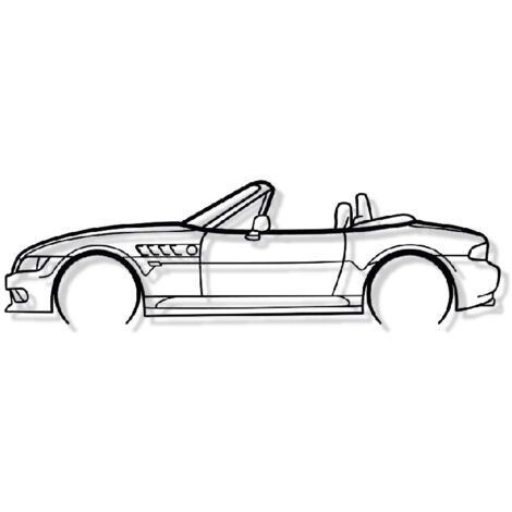 DÉCORATION MURALE EN MÉTAL - Silhouette de voiture - Z3 détaillée - 80 CM