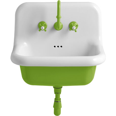 Lavabo Rétro en Céramique - 60 cm - True Colors - Vert Acide (Verde Acido) (1/5)