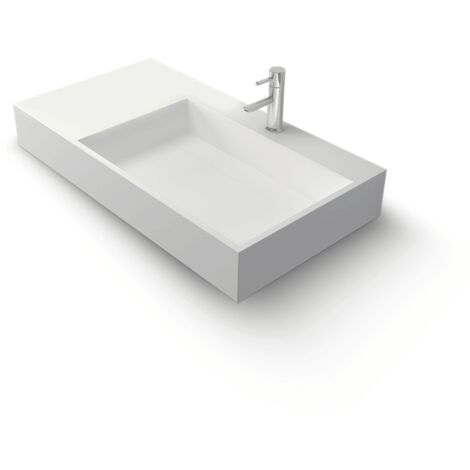 FABIOLA G - Vasque rectangulaire suspendue - Design Elégant et Raffiné - Solide et Robuste - Entretien Facile - Blanc - 48 x 90 x 13 cm (1/6)