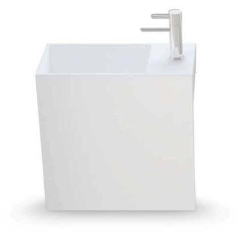 Lave-mains suspendu rectangulaire 40 x 20 x 40 cm – Solid surface blanc – Design contemporain – Entretien facile – Pour salle de bains – Ambra