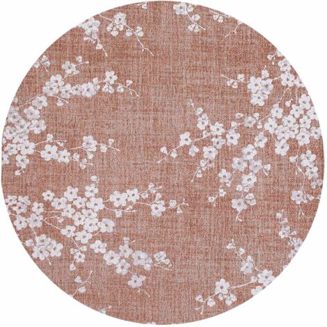 Tapis de salon Sakura Collection 240x240 cm - Copper Pink - Design …légant de Cerisiers en Fleurs, Inspiré du Printemps (1/4)