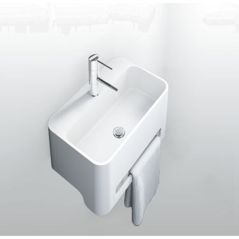 Collection Ambra - Lave-mains suspendu rectangulaire 50 cm en Solid surface - Flavio