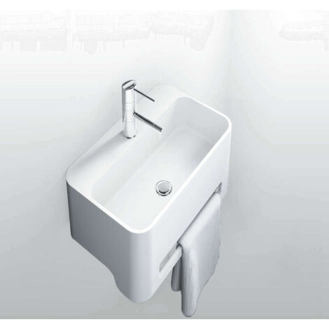 Collection Ambra - Lave-mains suspendu rectangulaire 50 cm en Solid surface - Flavio