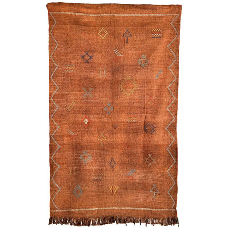 SABRA - Tapis Berbère en Soie de Cactus - Modèle A28 - Tapis Tissé à la Main Style Ethnique et Bohème - Décoration Artisanale Unique