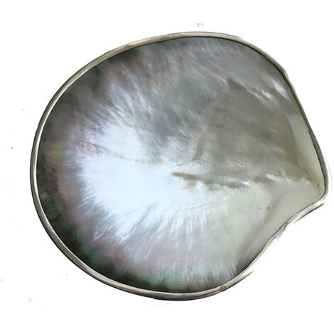 PERLE - Coupelle Coquillage Noire en Nacre avec Liseré Argenté - 11x11cm - Pièce Unique en Nacre Naturelle - Décoration Bord de Mer. Style Ethnique (1/2)