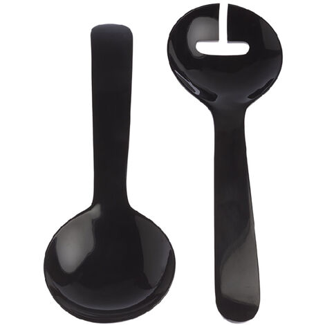 KEY - Couverts à Salade en Corne Naturelle Noire - 29cm - Ustensiles Art de la Table - Style Ethnique - Finition Naturelle