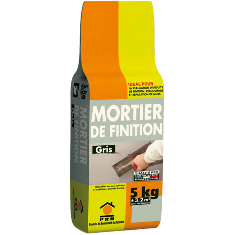 Mortier de Finition Gris 5kg - Enduit de Lissage Prêt à Gâcher, Haute Adhérence - Rebouchage, Réparation et Finition Murs et Sols Intérieurs/Extérieurs, Application Manuelle, Grain Fin