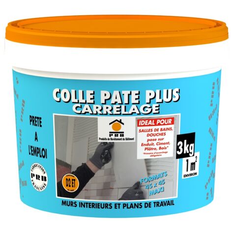 Colle Pâte Plus Carrelage 3kg - Prête à l’Emploi, Haute Adhérence - Pose de Carrelage Mural Intérieur - Tous Supports Standards (1/3)