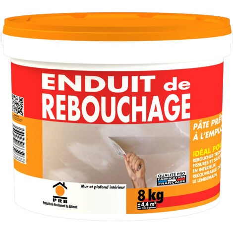 Enduit de Rebouchage Pate 8kg - Réparation Rapide de Fissures et Trous - Application Facile et Précise - Finition Lisse et Prête à Peindre - Usage Intérieur