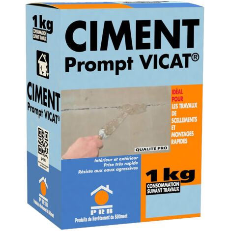 Ciment Prompt Naturel Vicat 1kg - Prise Ultra-Rapide, Haute Résistance Initiale - Idéal pour Réparations Express, Maçonnerie, Travaux de Construction et Rénovation - Séchage en Quelques Minutes
