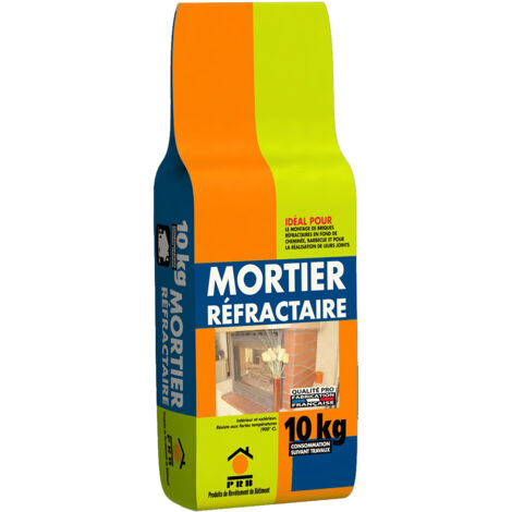 Mortier Réfractaire 10kg - Résistance Thermique jusqu’à 900°C - Enduit Haute Température Prêt à Gâcher pour Cheminées, Fours à Bois, Poêles, Barbecues et Briques Réfractaires - Intérieur/Extérieur (1/4)