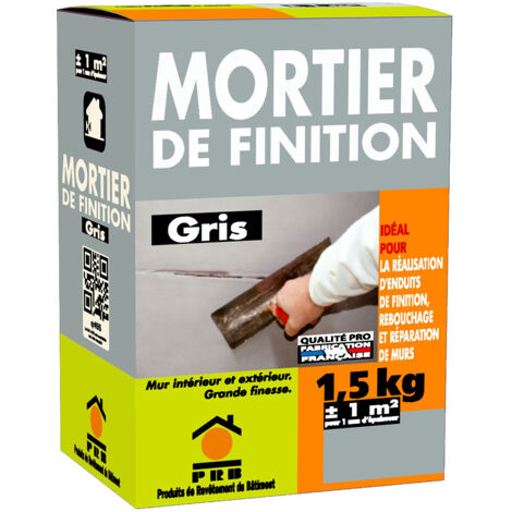 Mortier de Finition Gris 1.5kg - Enduit de Lissage Prêt à Gâcher, Haute Adhérence - Rebouchage, Réparation et Finition Murs et Sols Intérieurs/Extérieurs, Application Manuelle, Grain Fin