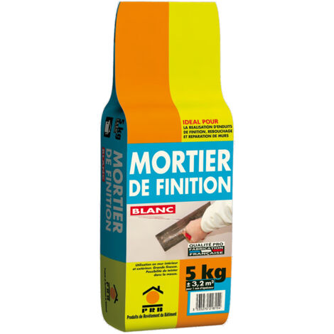 Mortier de Finition Blanc 5kg - Enduit de Lissage Prêt à Gâcher, Haute Adhérence - Rebouchage, Réparation et Finition Murs et Sols Intérieurs/Extérieurs, Application Manuelle, Grain Fin (1/4)