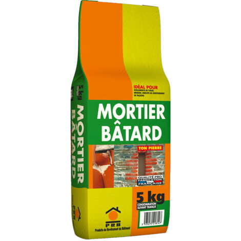 Mortier bâtard 5kg – Chaux hydraulique naturelle – Pour maçonnerie et jointoiement – Finition durable en intérieur/extérieur – PRB