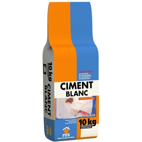 Ciment Blanc Extra Fin 10kg - Haute Pureté pour Finitions Parfaites - Idéal pour Décoration, Scellements Précis, Joints et Enduits - Convient à Tous Travaux Courants de Maçonnerie