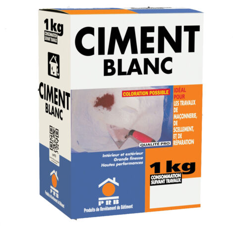 Ciment Blanc Extra Fin 1kg - Haute Pureté pour Finitions Parfaites - Idéal pour Décoration, Scellements Précis, Joints et Enduits - Convient à Tous Travaux Courants de Maçonnerie
