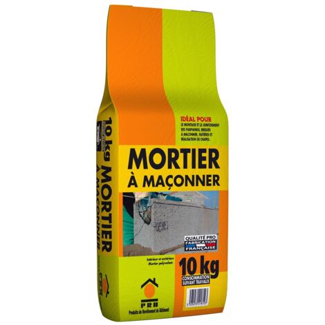 Mortier à Maçonner 10kg - Produit prêt à l’usage, Adhérence Optimale - Pour Montage de Briques, Blocs et Parpaings - Idéal Réparations, Enduits, Rénovation Intérieure et Extérieure