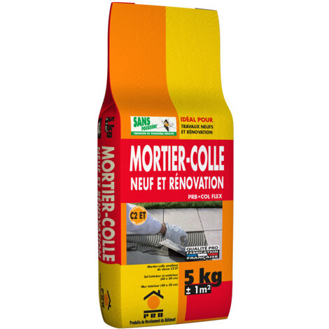 Mortier-Colle Gris C2 5kg - Haute Performance, Adhérence Renforcée - Pose de Carrelage, Faïence et Grès Cérame - Murs et Sols Intérieurs/Extérieurs (1/3)
