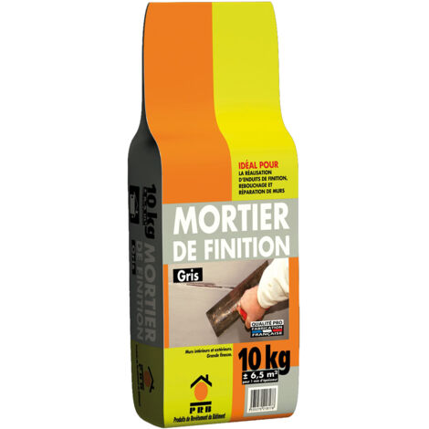 Mortier de Finition Gris 10kg - Enduit de Lissage Prêt à Gâcher, Haute Adhérence - Rebouchage, Réparation et Finition Murs et Sols Intérieurs/Extérieurs, Application Manuelle, Grain Fin (1/4)