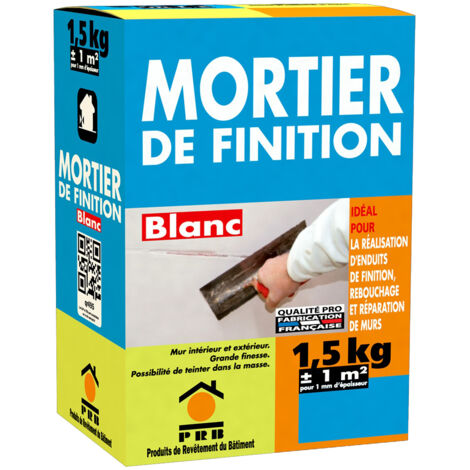 Mortier de Finition Blanc 1.5kg - Enduit de Lissage Prêt à Gâcher, Haute Adhérence - Rebouchage, Réparation et Finition Murs et Sols Intérieurs/Extérieurs, Application Manuelle, Grain Fin