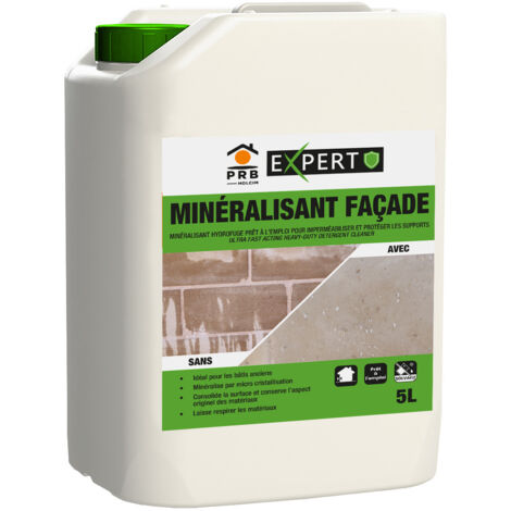 Minéralisant Façade 5L - Minéralisant Hydrofuge Prêt à l’Emploi - Protection Eau, Salissures et Gel pour Façades et Murs Extérieurs (1/3)