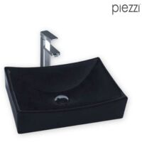 AGATA - VASQUE RECTANGULAIRE à POSER - Vasque Rectangulaire en Céramique - Robuste et Raffinée - Entretien Facile - Noir