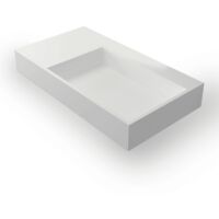 FABIOLA II G - Vasque rectangulaire suspendue - Design Elégant et Raffiné - Solide et Robuste - Entretien Facile - Blanc - 48 x 90 x 13 cm