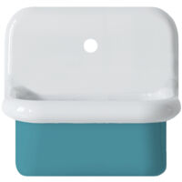 Lavabo rétro céramique 45x30x41 cm – Vasque à encastrer – Trop plein – Garantie 25 ans – Accroches murales incluses – Bleu Provence