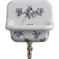 Vasque suspendue rétro en céramique 60 cm – Résistante et facile d'entretien – Dimensions 60 x 42 x h49 cm – Trop plein inclus – Bleu Provence