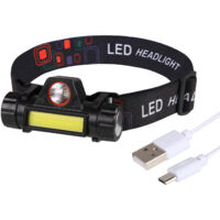 Lampe Frontale LED Waterproof Rechargeable USB - Réglable - Éclairage Puissant - Résistante Pluie et Humidité - x1