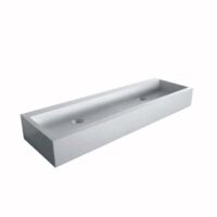 Vasque à poser rectangulaire 120 x 42 x 13 cm – Résine minérale blanche mate – Finition douce au toucher – Plage de robinetterie non percée – Ambra