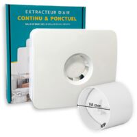 Pack KELIS - Extracteur d'air connecté avec Clapet Anti-retour intégré 100MM - Fonctionnement intermittent ou continu pour Salle de Bain/WC/Cuisine