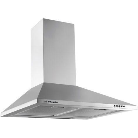 Orbegozo Campana decorativa inox DS 59160 IN, 3 niveles de potencia, 2 filtros aluminio desmontables, chimenea ajustable, acabado acero inoxidable, 65 W