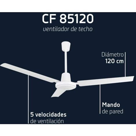 Orbegozo ventilador de techo CF 85120, 5 velocidades, 3 aspas, 120 cm diámetro, 70 W