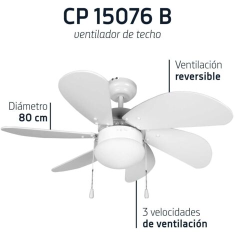 Orbegozo ventilador de techo con luz CP 15076 B, 3 velocidades, 6 aspas, 80 cm diámetro, 50 W (1/3)