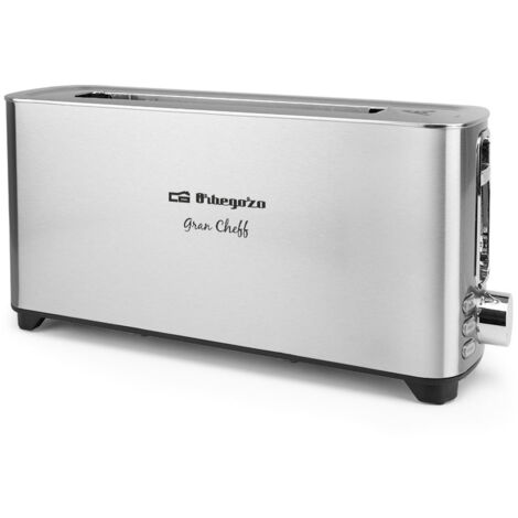 Orbegozo tostador TO 6030, ranura larga y extra ancha, carcasa acero inox, descongelación y recalentamiento, 6 niveles tostado, parada rápida, centrado automático del pan, 1050 W