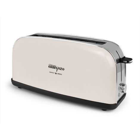 Orbegozo tostador diseño vintage de ranura larga TOV 6210, carcasa inox, función descongelado y parada rápida, 6 niveles de tostado, bandeja recogemigas, 850 W
