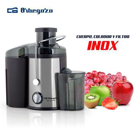 Orbegozo licuadora LI 5060, cuerpo, colador y filtro en acero inoxidable, tubo de llenado de 65 mm, recipiente para pulpa 1,6 litros, recipiente para zumo 0,45 litros, separador de pulpa, 2 velocidade