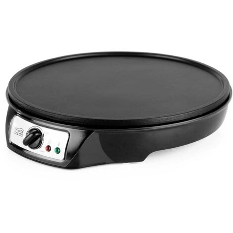 Orbegozo crepera eléctrica CM 2360, 30 cm diámetro, nivel de temperatura ajustable, borde elevado, luces indicadoras encendido, guardacable, esparcidor de masa y espátula de madera incluidas, 1000 W