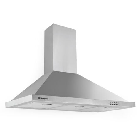 Campana decorativa acabado inox Orbegozo 60 cm DS 48190 B IN, 3 niveles de potencia, 2 bombillas LED, 3 filtros aluminio desmontables, extracción 630 m3/h, clase energética B, chimenea ajustable, 190  (1/3)