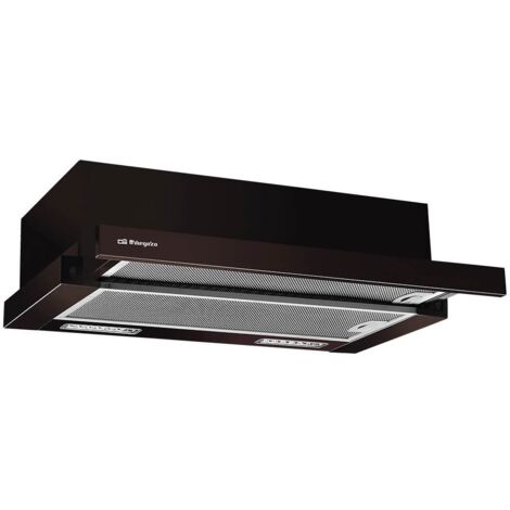 Campana telescópica Orbegozo 60 cm TL 06260 A MA, 2 niveles de potencia, 2 filtros aluminio desmontables, extracción 302 m3/h, clase energética D, 65 W