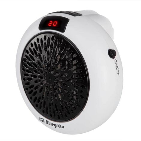 Mini calefactor cerámico de enchufe Orbegozo CR 4000, 2 velocidades, temporizador programable, termostato ajustable, sin cables, 600 W