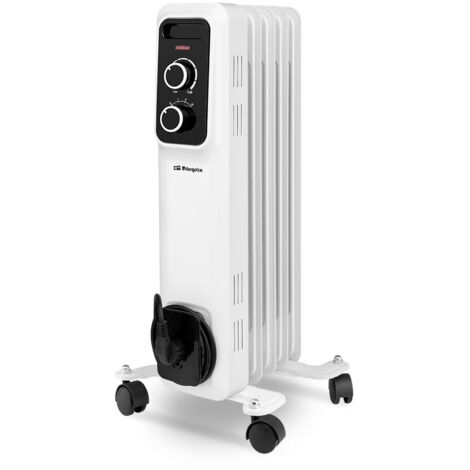 Radiador de aceite Orbegozo RS 1000, 5 elementos, termostato regulable, 3 potencias de calor, ruedas pivotantes multidireccionales, 1000 W (1/5)