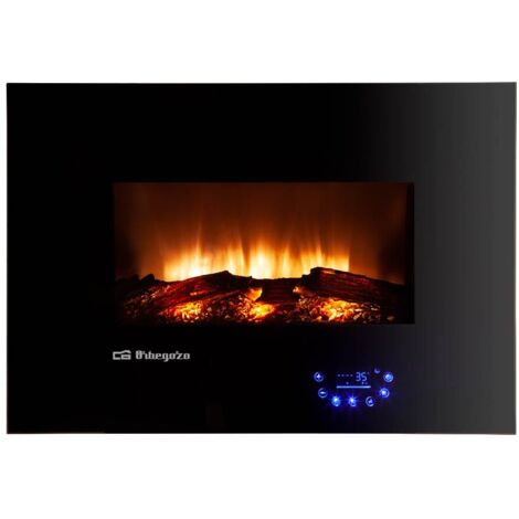 Chimenea eléctrica Orbegozo CM 8000, efecto fuego real con funcionamiento independiente, mando a distancia, termostato digital regulable, panel de control táctil, 1800 W