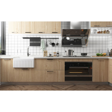 MEJE 60 cm Bauernhaus Keramik Spüle, kleine Schürze vorne Spüle mit Sieb & Bodengitter (1/5)